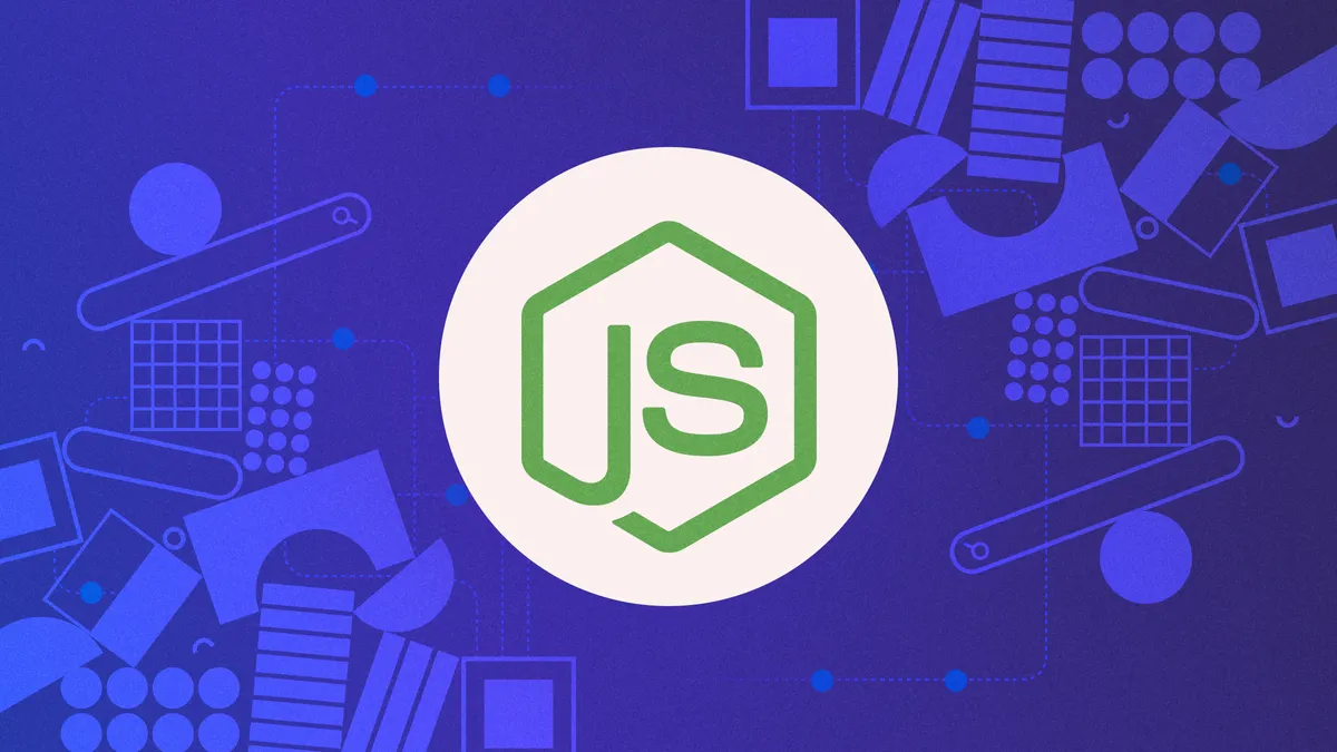 Image displaying node.js logo and an abstract concept of building scalable applications