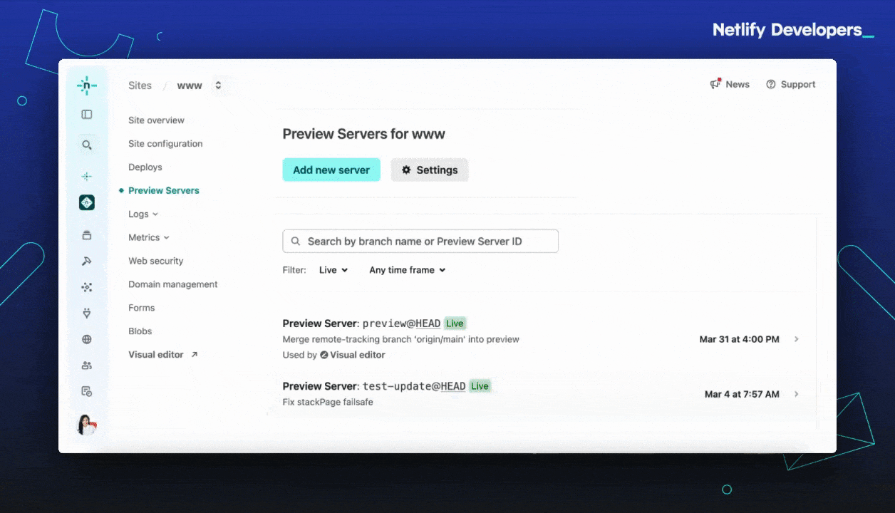 Starting a Preview Server