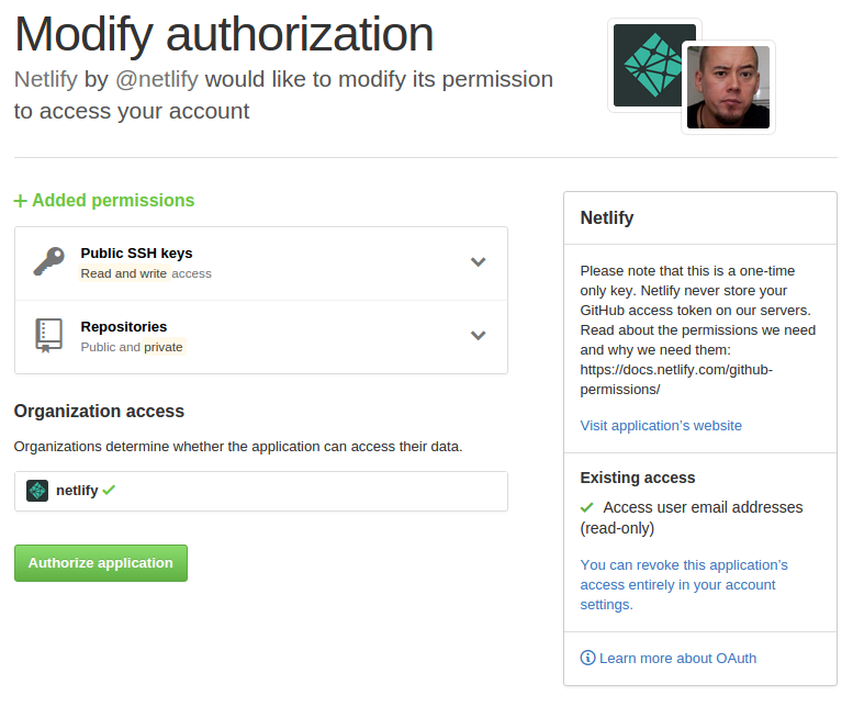 Authorize Netlify