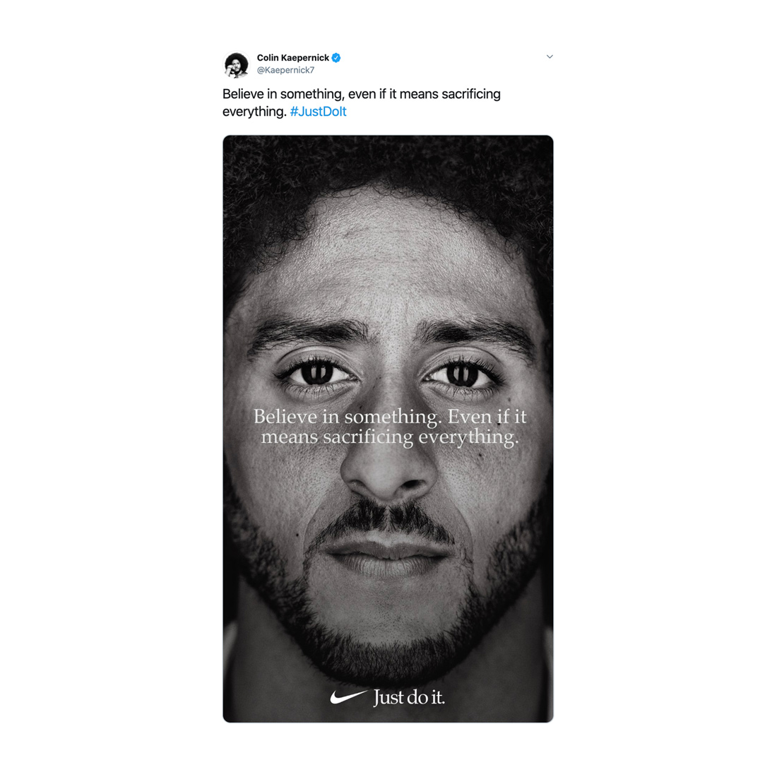 Colin Kapernick dream supply nike campaign tweet 2018