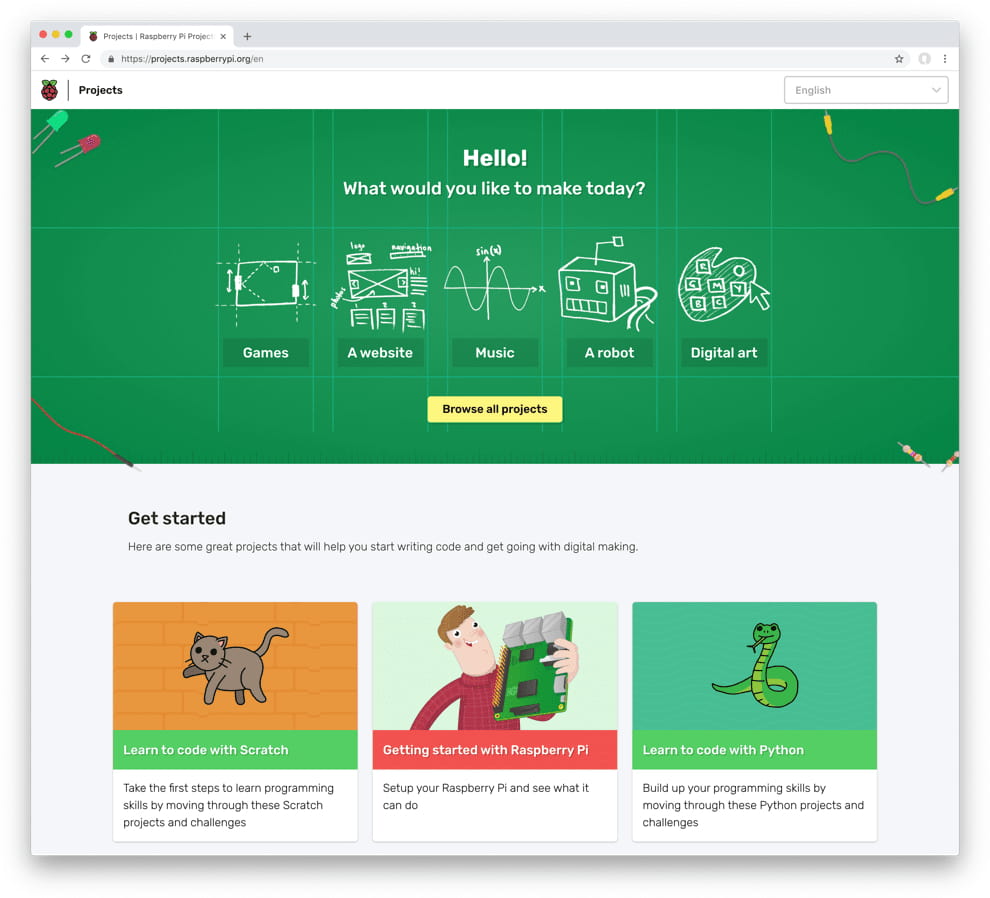 Raspberry Pi Projects home page
