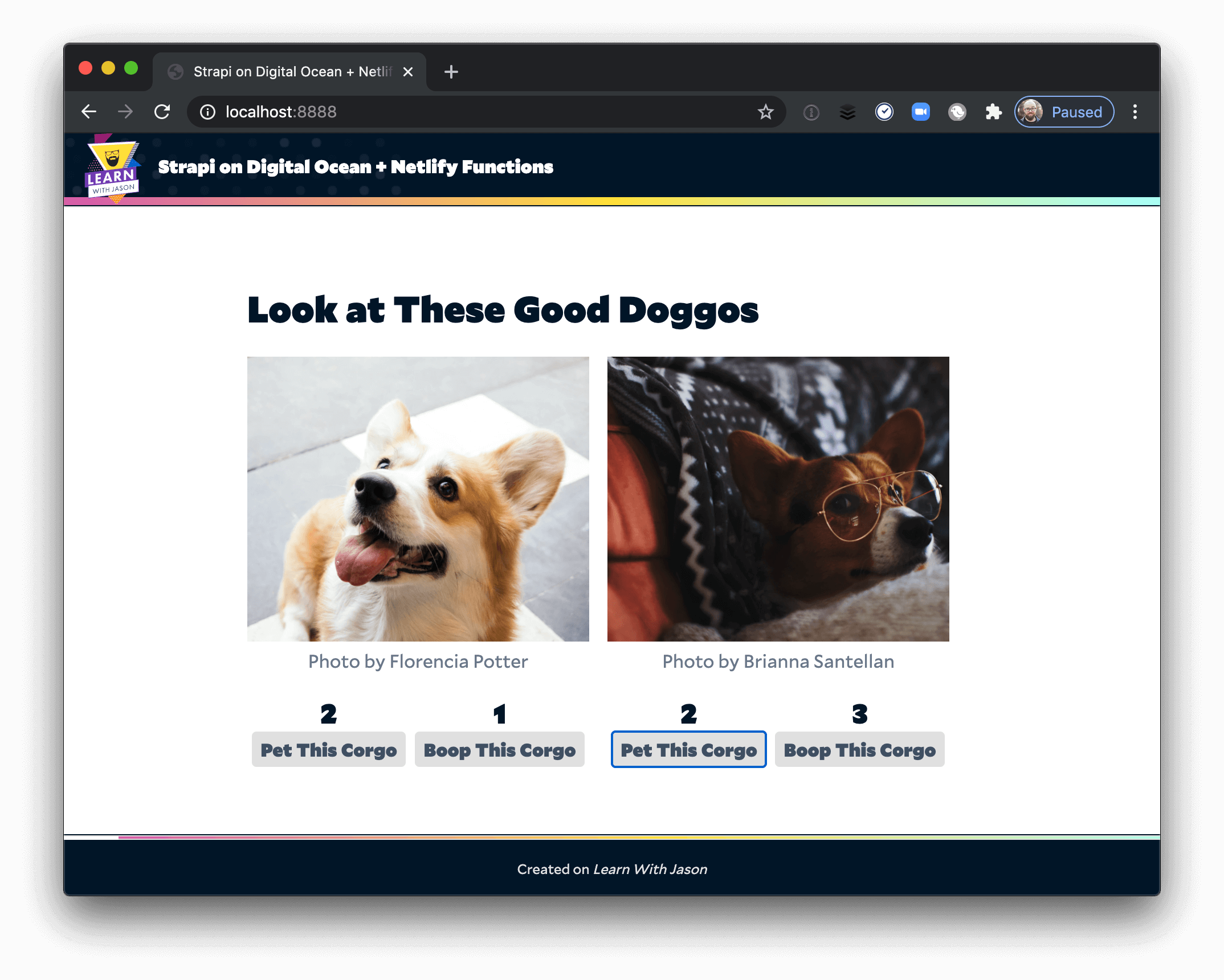 Reaction counts stored and retrieved from Strapi using Netlify Functions.