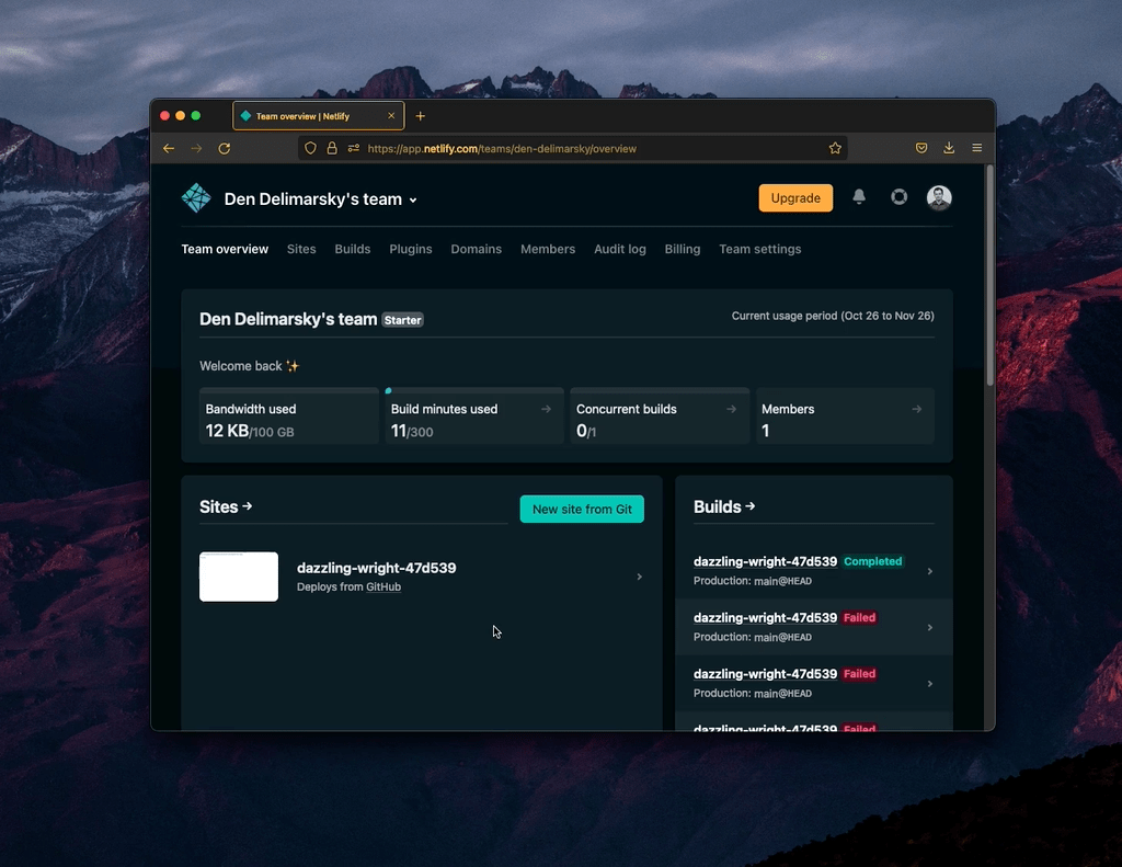 Service Connectors in the site dashboard