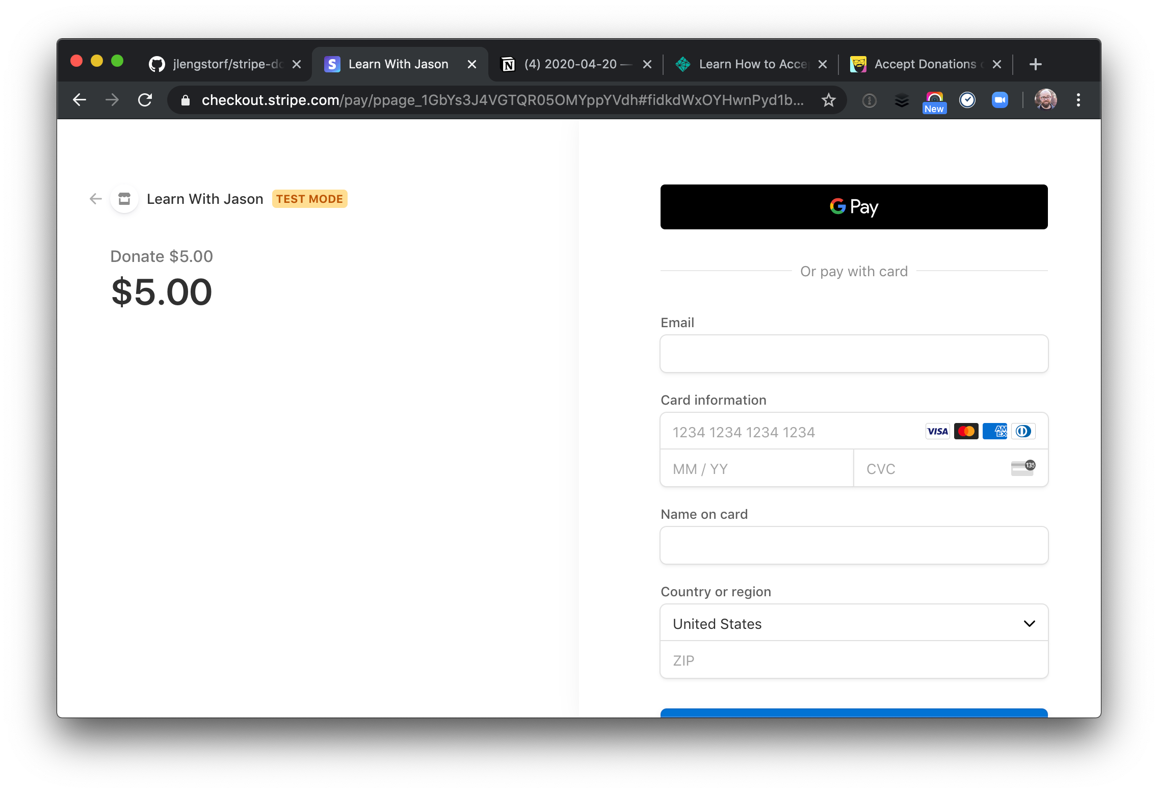 Stripe Donation Page