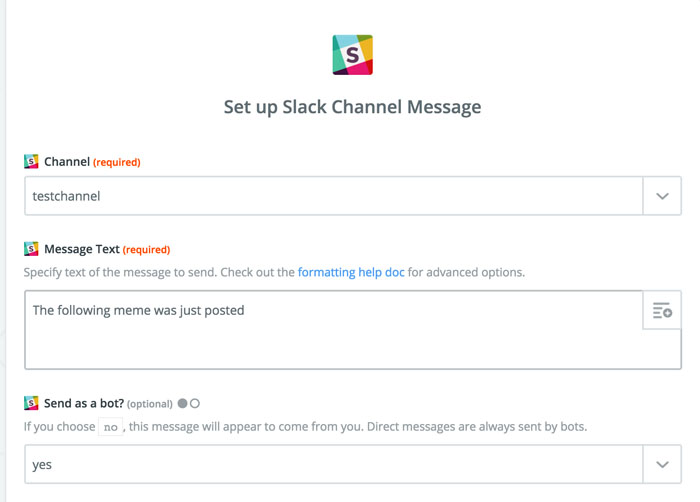 Setting the Slack options